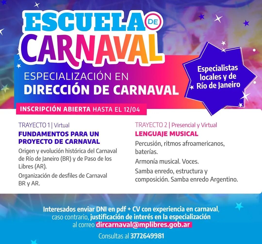 Libres: habilitaron inscripciones para la Escuela de Carnaval